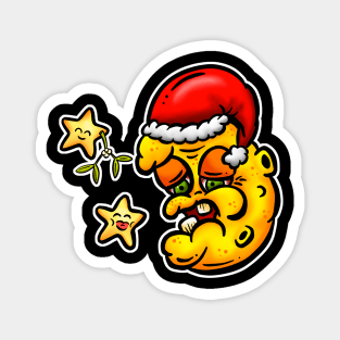 Old Gross Santa Festive Moon Lowbrow Cartoon Sticker Magnet