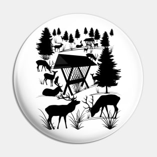 wild deer, roe deer, trees, antler, animal, forest Pin