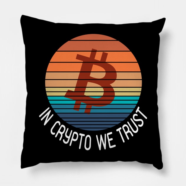 Bitcoin Retro Wave Pillow by CryptoHunter