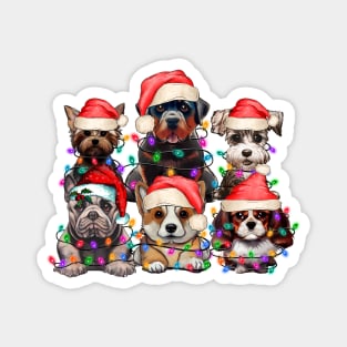 Kawaii Puppy Dogs Family Christmas Photo Magnet