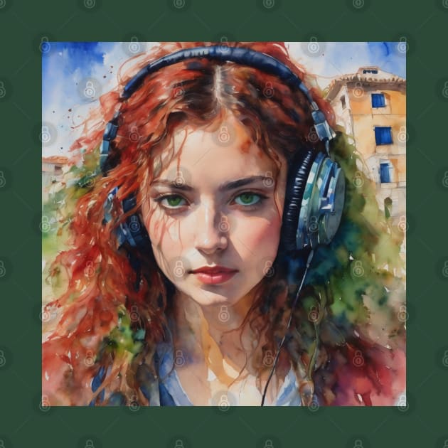 girl with headphone by TrvlAstral