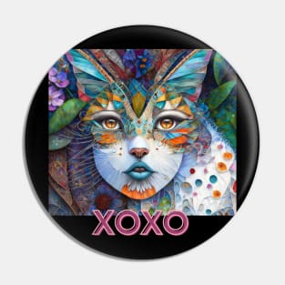 XOXo, kisses and hugs (cat girl patchwork) Pin