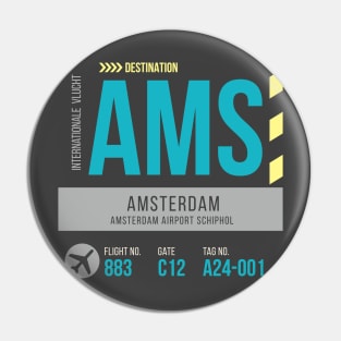 Amsterdam Airport Stylish Luggage Tag (AMS) Pin