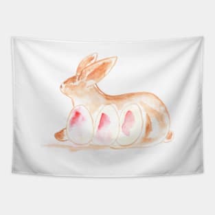 easter bunny, easter, rabbits, holiday, eggs, animal, illustration, watercolor Tapestry