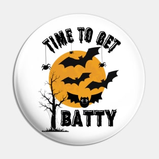 Batty Delight: Time to Get Batty Halloween Tee Pin