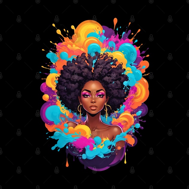 Black Woman Psychedelic Attract retro vintage 80s disco design by Neon City Bazaar