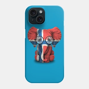 Baby Elephant with Glasses and Norwegian Flag Phone Case