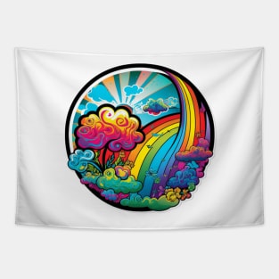 Groovy Psychedelic Rainbow Tapestry