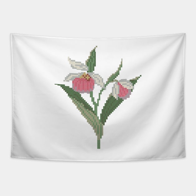 Minnesota State Flower Pink And White Lady's Slipper Tapestry by inotyler