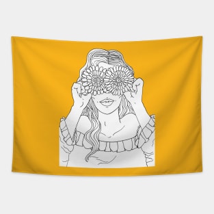 Cute Sunflower Babe Tapestry