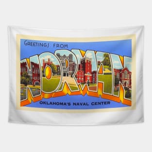 Greetings from Norman Oklahoma - Vintage Large Letter Postcard Tapestry