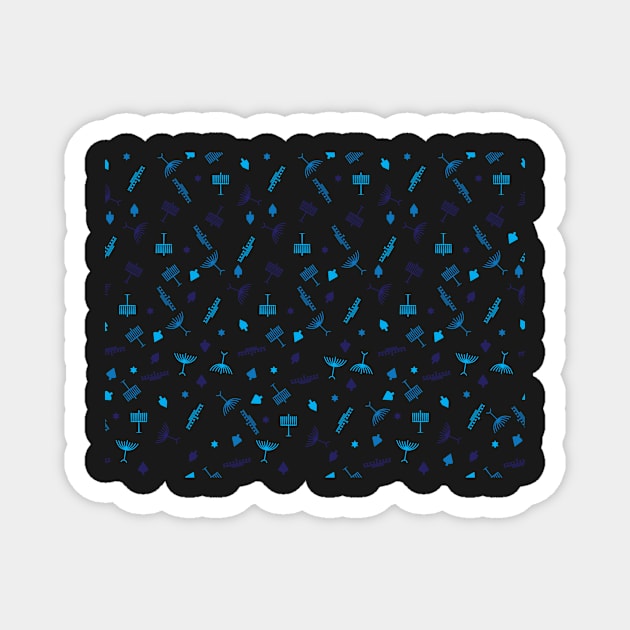 Blue Hanukkah symbols pattern Magnet by sigdesign