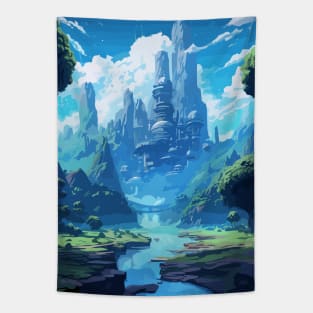 Fantasy Anime Landscape Cityscape Tapestry