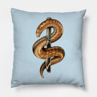 Snake and Dagger Tattoo Flash Pillow