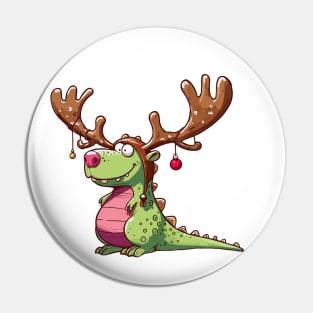 Funny Christmas Dinosaur T-Rex Pin