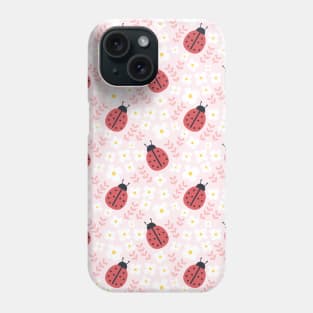 Cute Spring Floral Red Ladybug Pattern Phone Case