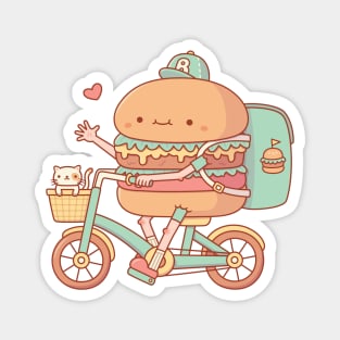 Fast Food Burger Bicycle Delivery Funny Magnet