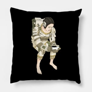 Tea time in space. Astronauts need a break too. Pillow