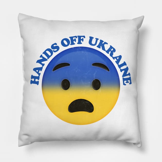 Hands Off Ukraine / Emoji Face Pillow by DankFutura