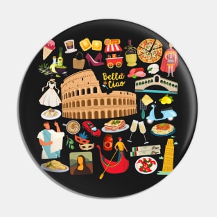 Italy Travel Icons Pin