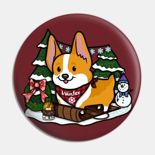 Winter Corgi Pin