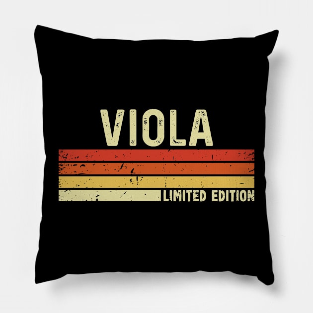 Viola Name Vintage Retro Limited Edition Gift Pillow by CoolDesignsDz