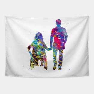 Handicapped woman and man Tapestry