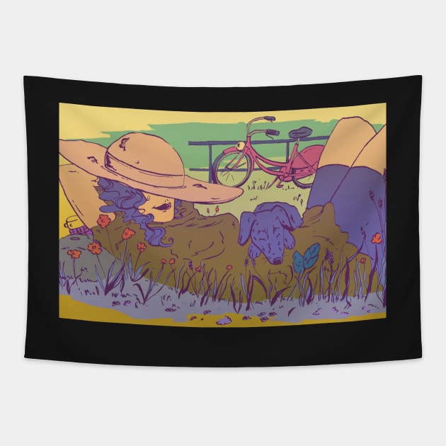 Relaxing in the sun Tapestry by rsutton