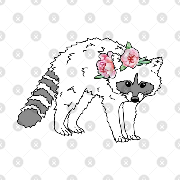 White peony raccoon by sivelobanova