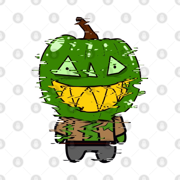 Green Zombie Pumpkin Man of Halloween by BoboSong