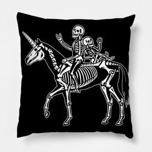 Happy Halloween Couple of Skeletons riding a Unicorn Pillow