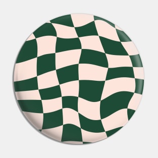 Distorted Green and Beige Check Grid Pin