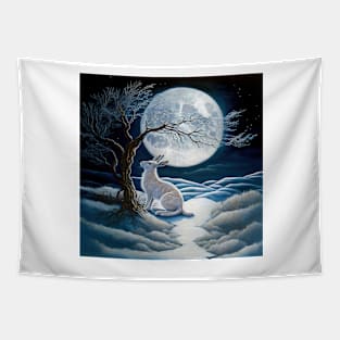 Hare, Pagan Hare, Pagan Art, Moon, Animal, Tapestry