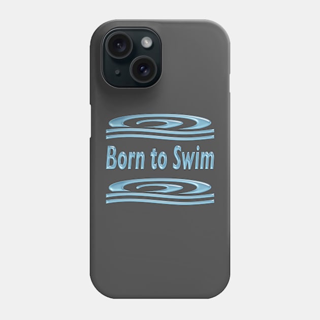 Born to Swim Motif with Wave Swirls Phone Case by Suzette Ransome Illustration & Design