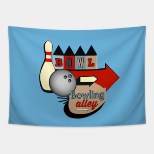 Retro Bowling Sign Tapestry