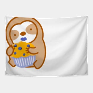 Cute Blueberry Muffin Sloth Tapestry