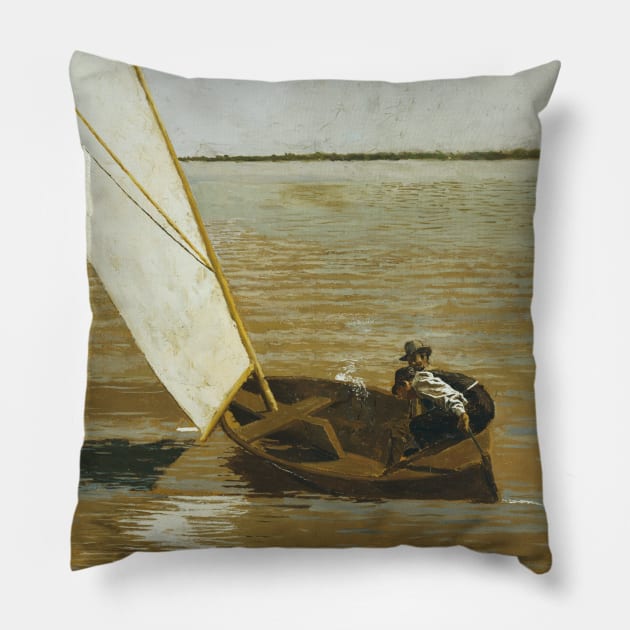 Sailing by Thomas Eakins Pillow by Classic Art Stall