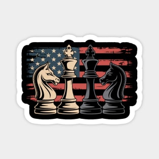 American flag chess pieces American chess player USA Magnet