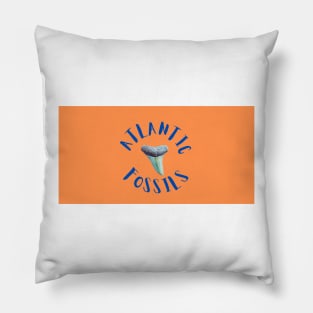 Orange and Royal Blue Nautical Light Blue Atlantic Fossils Shark Tooth Print Pillow