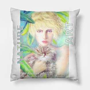 Portrait of Mary with a cat Pillow