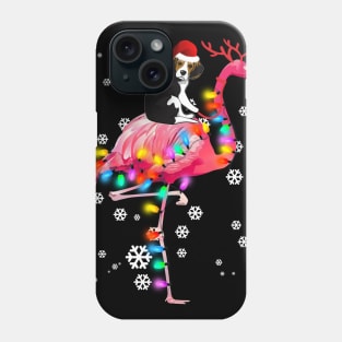 Beagle riding Flamingo Christmas Phone Case