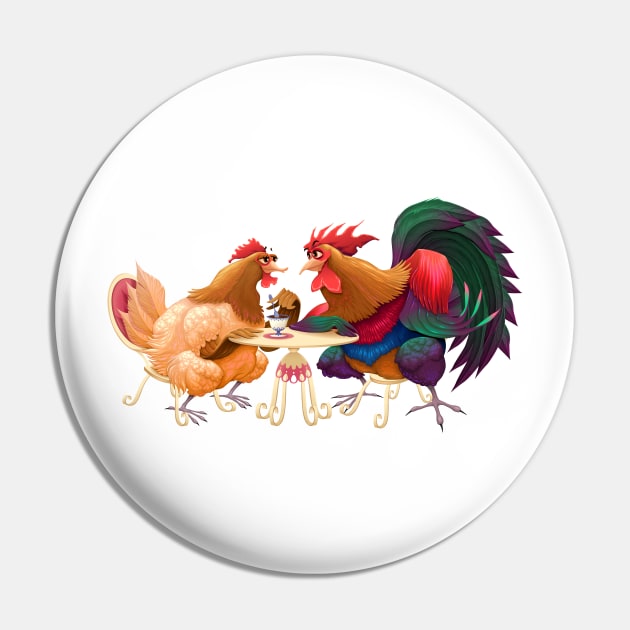 Hen and rooster in a cafe Pin by ddraw