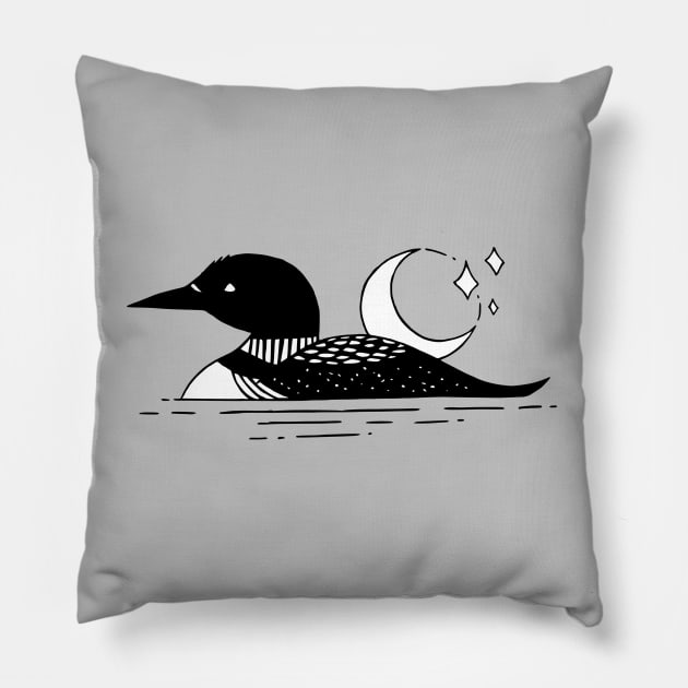 Loon Silhouette Tattoo Pillow by TaliDe
