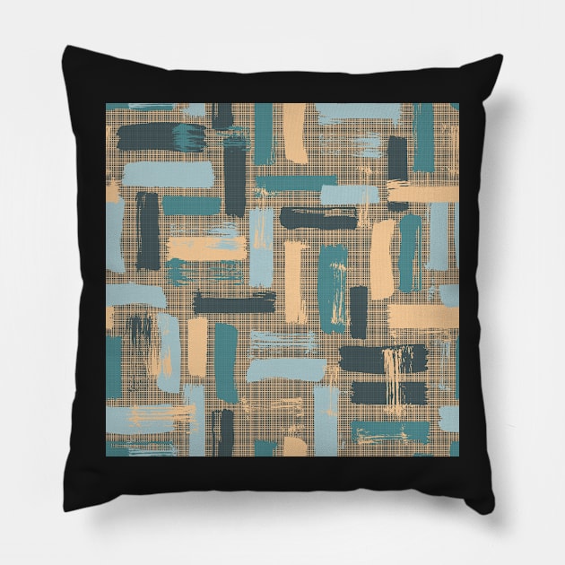 Burlap & Brush Strokes Pillow by implexity