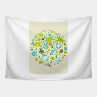 Save The Ocean Keep The Sea Plastic Free Turtle Scene Tapestry