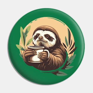 Cute Sloth Drink Coffee Pin