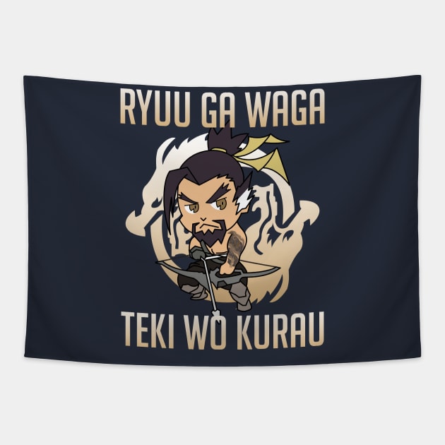 Get Your Game On with Hanzo - Overwatch Chibi T-Shirt Tapestry by Dennaeric