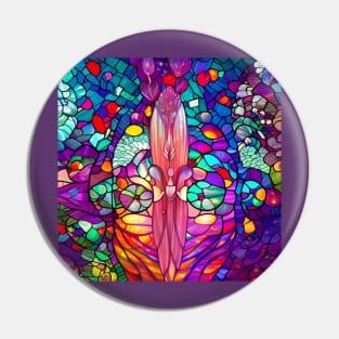 Beautiful Colorful Stained Glass Roses Pin