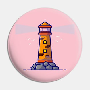 Lighthouse Cartoon Illustration Pin