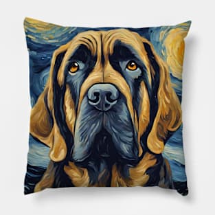 Mastiff Dog Breed Painting in a Van Gogh Starry Night Art Style Pillow